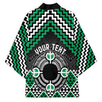 Personalised Aotearoa Niho Taniwha Motif Kimono Green Style - Aussie Hoodie