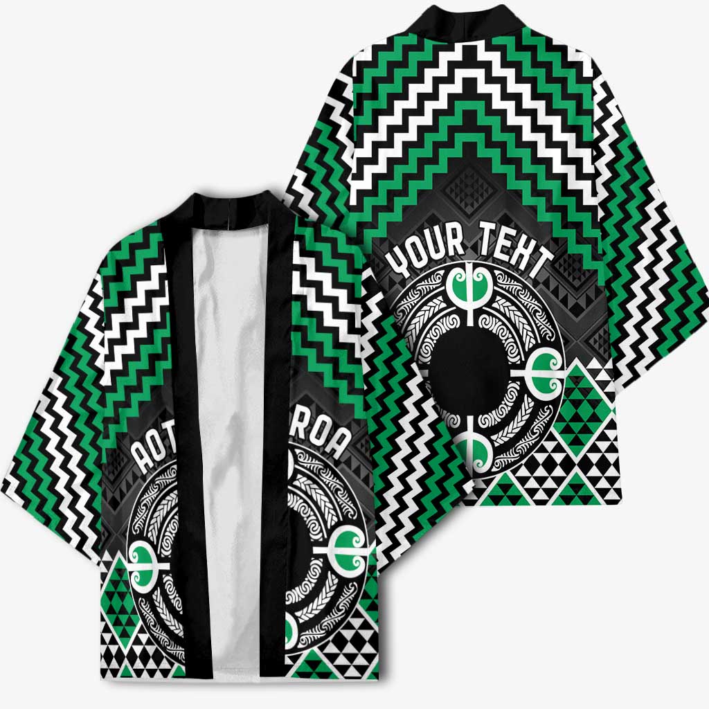Personalised Aotearoa Niho Taniwha Motif Kimono Green Style - Aussie Hoodie