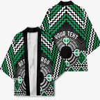 Personalised Aotearoa Niho Taniwha Motif Kimono Green Style - Aussie Hoodie