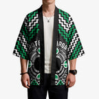 Personalised Aotearoa Niho Taniwha Motif Kimono Green Style - Aussie Hoodie