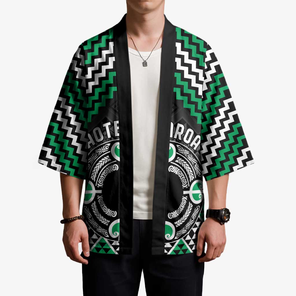 Personalised Aotearoa Niho Taniwha Motif Kimono Green Style - Aussie Hoodie