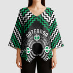 Personalised Aotearoa Niho Taniwha Motif Kimono Sleeve Blouse Green Style - Aussie Hoodie