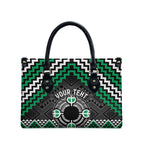 Personalised Aotearoa Niho Taniwha Motif Leather Bag Green Style - Aussie Hoodie