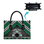 Personalised Aotearoa Niho Taniwha Motif Leather Bag Green Style - Aussie Hoodie