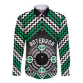 Personalised Aotearoa Niho Taniwha Motif Long Sleeve Button Shirt Green Style