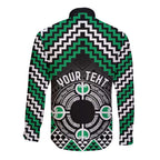 Personalised Aotearoa Niho Taniwha Motif Long Sleeve Button Shirt Green Style