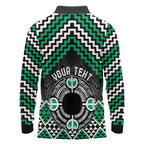 Personalised Aotearoa Niho Taniwha Motif Long Sleeve Polo Shirt Green Style