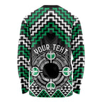 Personalised Aotearoa Niho Taniwha Motif Long Sleeve Shirt Green Style