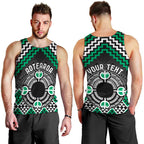 Personalised Aotearoa Niho Taniwha Motif Men Tank Top Green Style