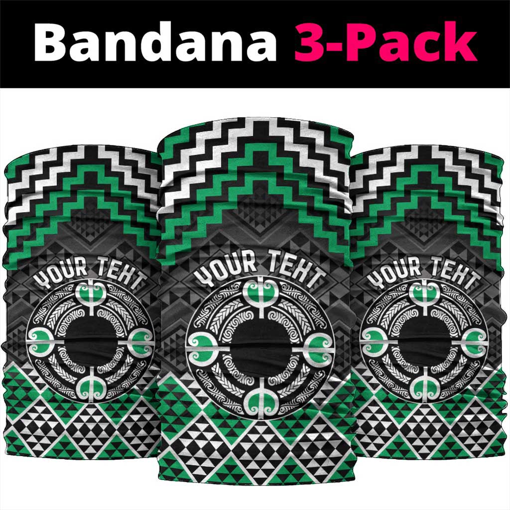 Personalised Aotearoa Niho Taniwha Motif Neck Gaiter Green Style - Aussie Hoodie
