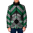 Personalised Aotearoa Niho Taniwha Motif Padded Jacket Green Style - Aussie Hoodie