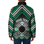 Personalised Aotearoa Niho Taniwha Motif Padded Jacket Green Style - Aussie Hoodie