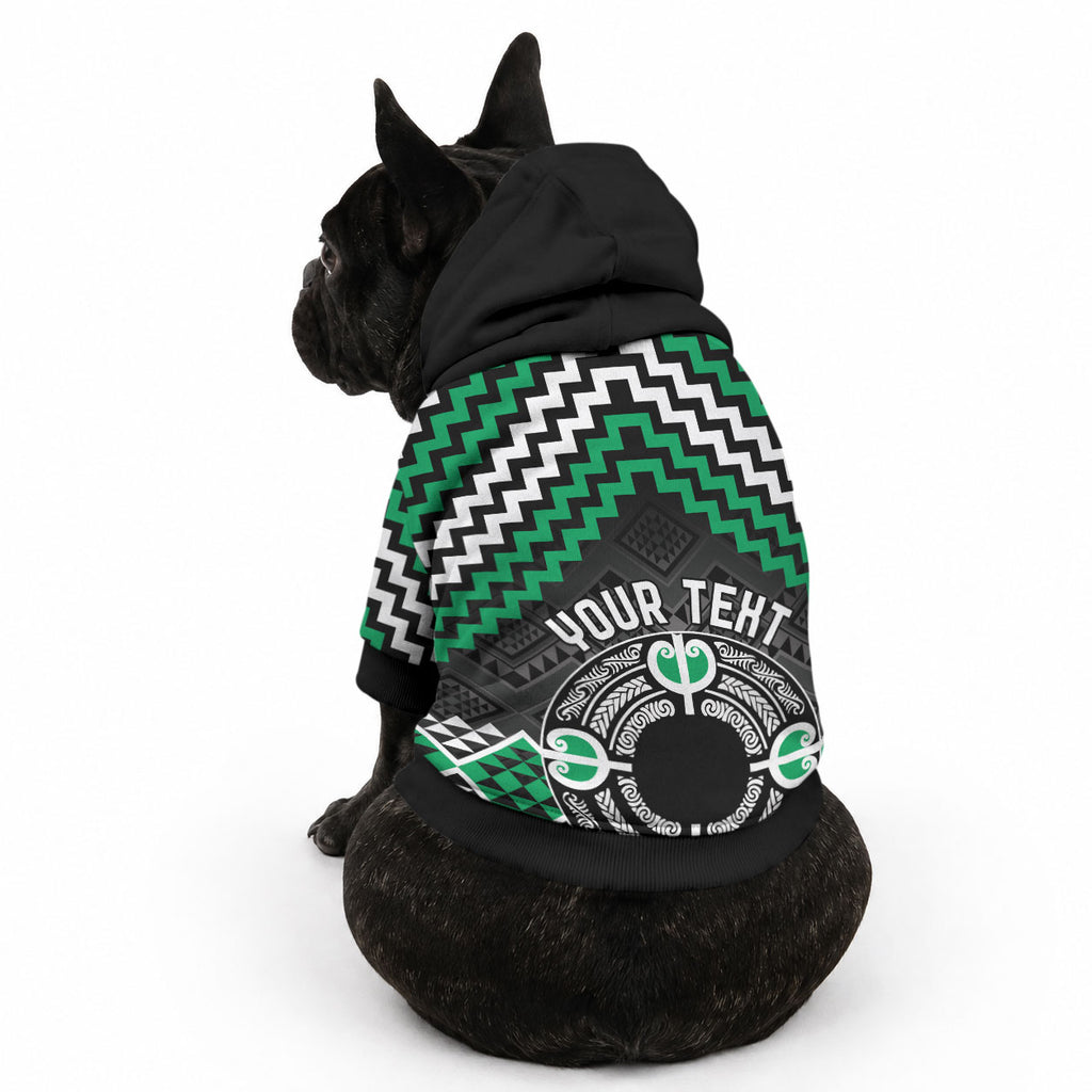 Personalised Aotearoa Niho Taniwha Motif Pet Hoodie Green Style