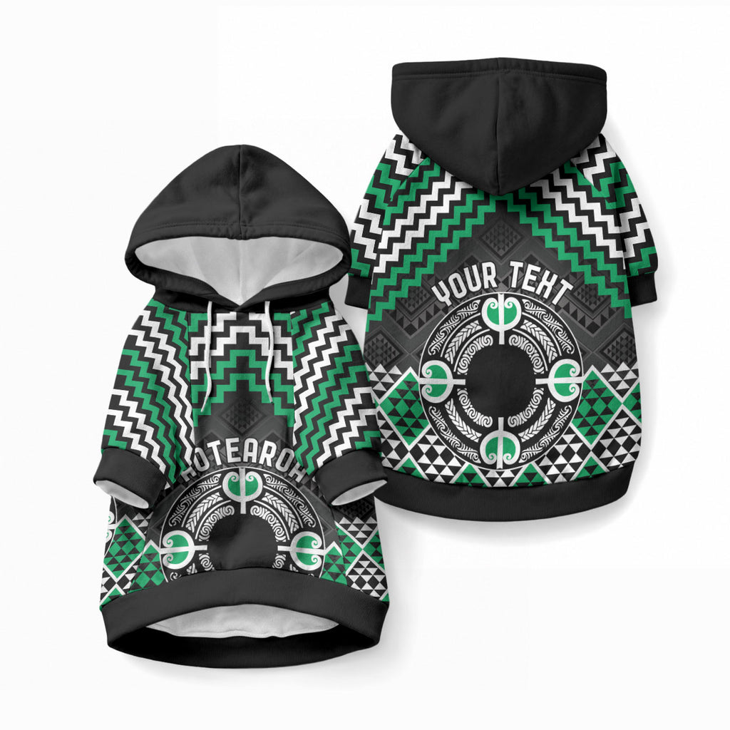 Personalised Aotearoa Niho Taniwha Motif Pet Hoodie Green Style