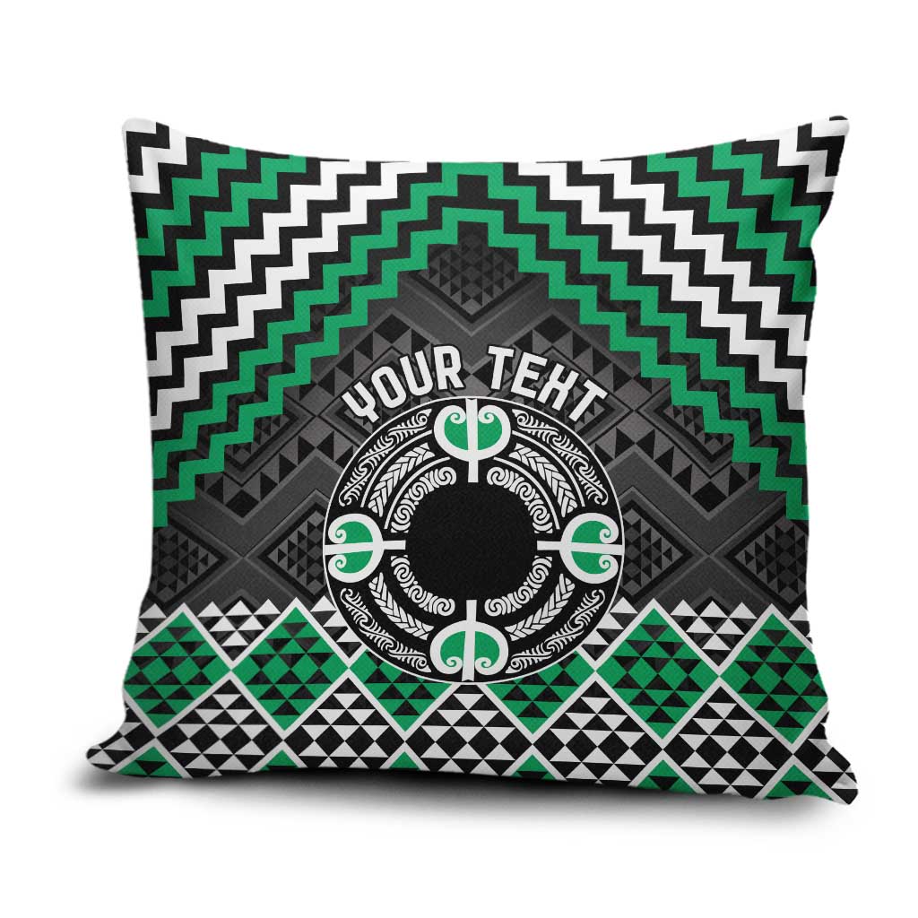 Personalised Aotearoa Niho Taniwha Motif Pillow Cover Green Style - Aussie Hoodie