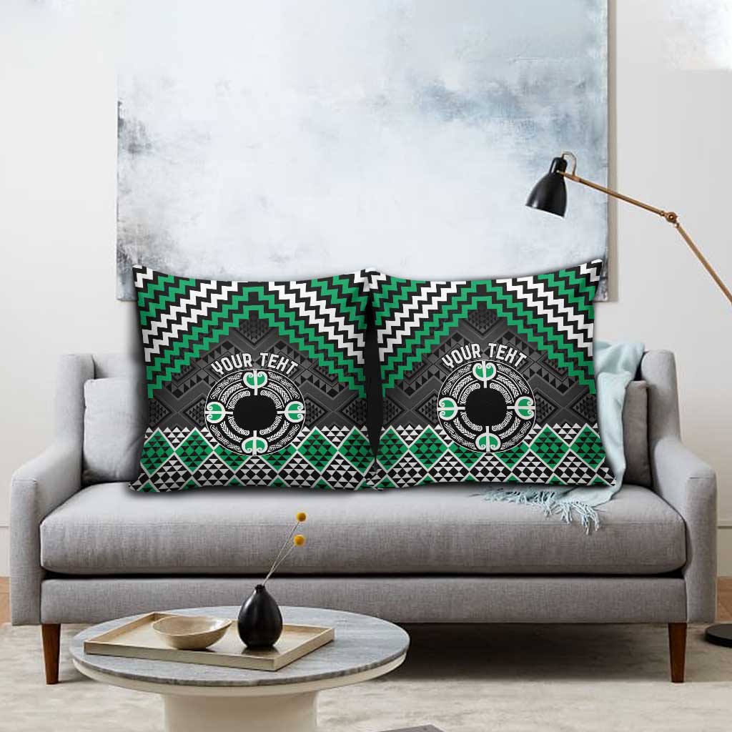 Personalised Aotearoa Niho Taniwha Motif Pillow Cover Green Style - Aussie Hoodie