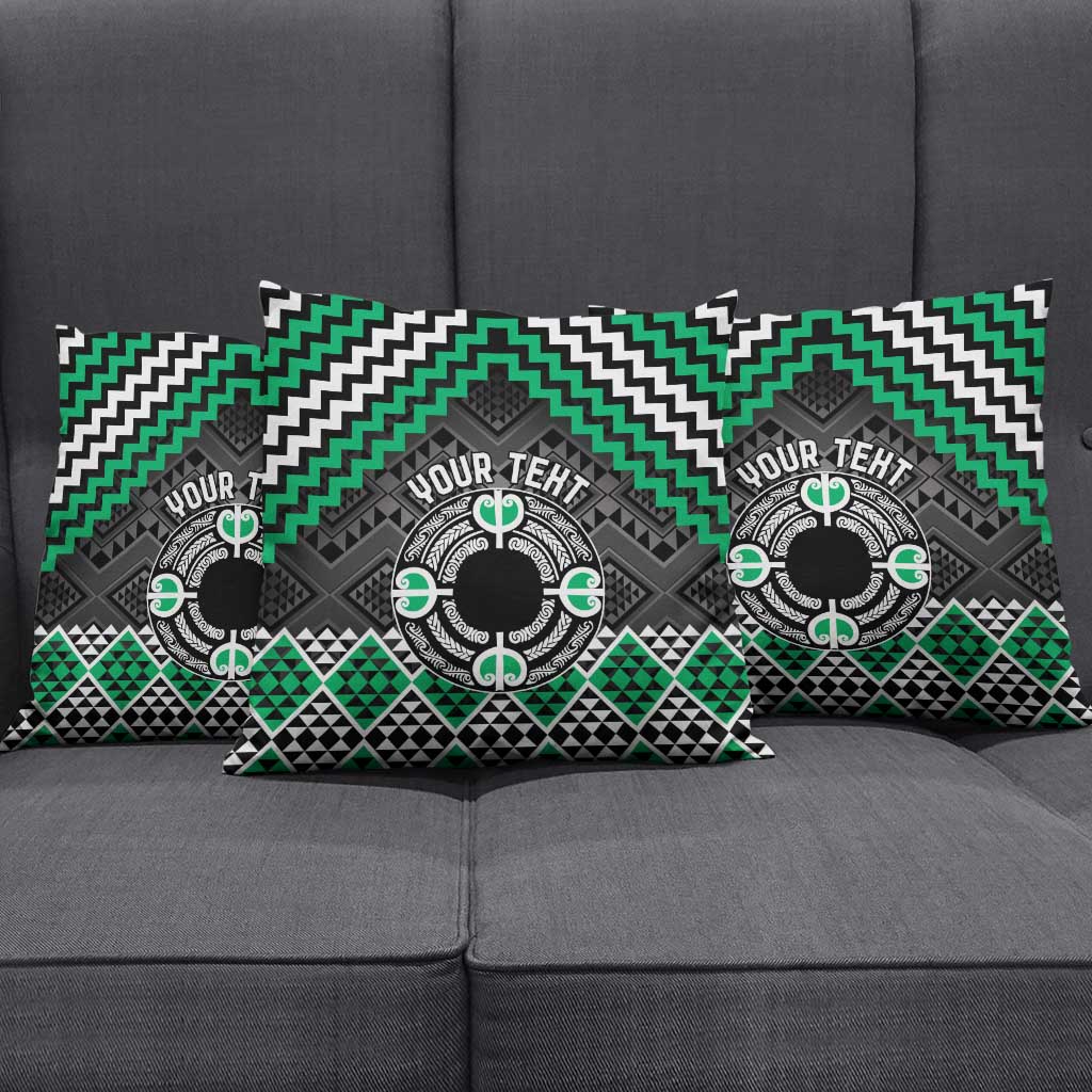Personalised Aotearoa Niho Taniwha Motif Pillow Cover Green Style - Aussie Hoodie