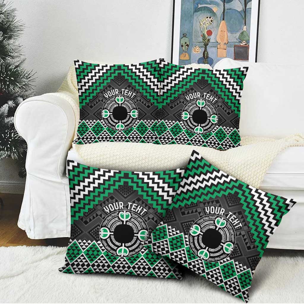 Personalised Aotearoa Niho Taniwha Motif Pillow Cover Green Style - Aussie Hoodie