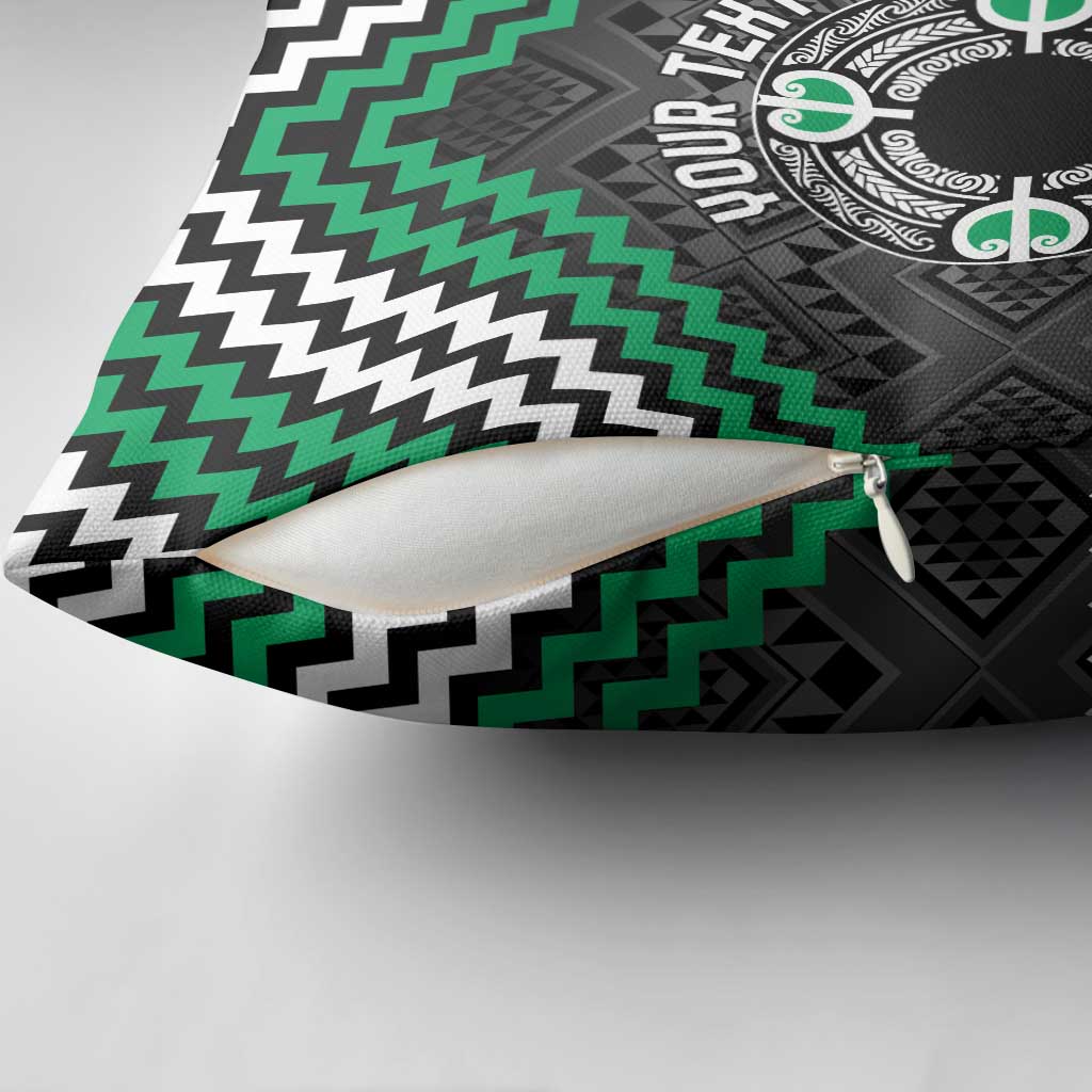 Personalised Aotearoa Niho Taniwha Motif Pillow Cover Green Style - Aussie Hoodie