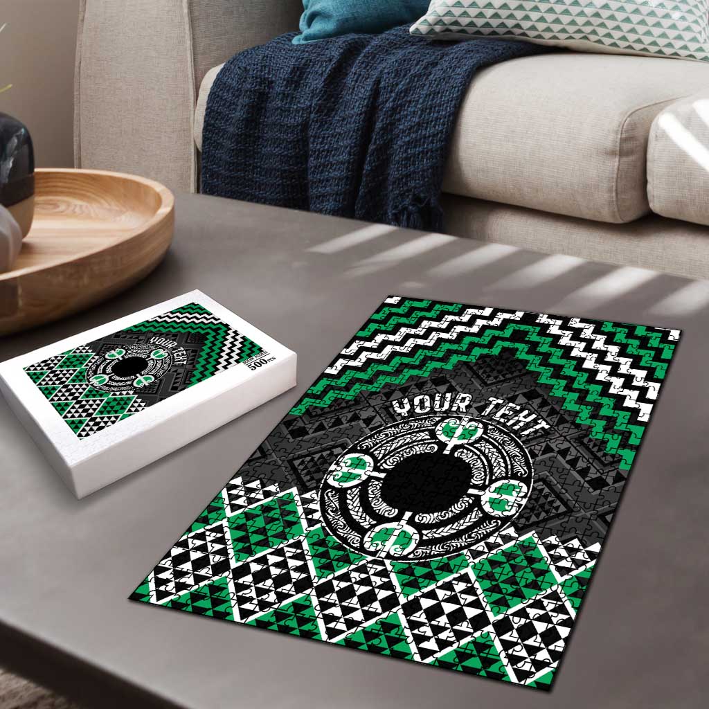 Personalised Aotearoa Niho Taniwha Motif Puzzle Green Style - Aussie Hoodie