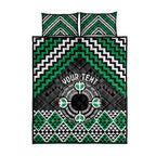 Personalised Aotearoa Niho Taniwha Motif Quilt Bed Set Green Style