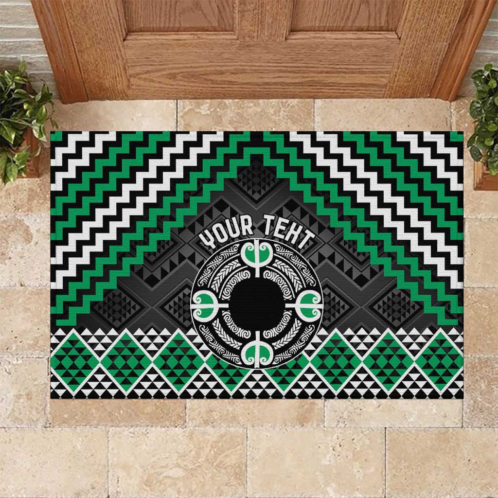 Personalised Aotearoa Niho Taniwha Motif Rubber Doormat Green Style