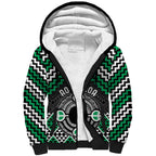 Personalised Aotearoa Niho Taniwha Motif Sherpa Hoodie Green Style