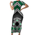 Personalised Aotearoa Niho Taniwha Motif Short Sleeve Bodycon Dress Green Style