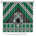 Personalised Aotearoa Niho Taniwha Motif Shower Curtain Green Style