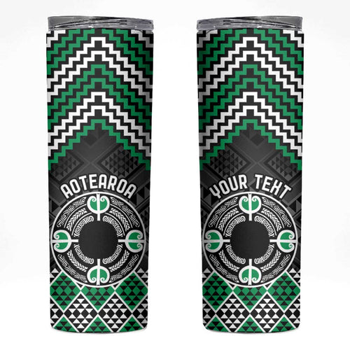 Personalised Aotearoa Niho Taniwha Motif Skinny Tumbler Green Style