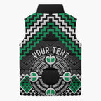Personalised Aotearoa Niho Taniwha Motif Sleeveless Puffer Jacket Green Style - Aussie Hoodie