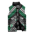 Personalised Aotearoa Niho Taniwha Motif Sleeveless Puffer Jacket Green Style - Aussie Hoodie