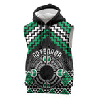 Personalised Aotearoa Niho Taniwha Motif Sleeveless Zip Hoodie Green Style LT9