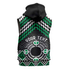 Personalised Aotearoa Niho Taniwha Motif Sleeveless Zip Hoodie Green Style LT9