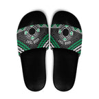Personalised Aotearoa Niho Taniwha Motif Slide Sandals Green Style - Aussie Hoodie