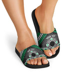 Personalised Aotearoa Niho Taniwha Motif Slide Sandals Green Style - Aussie Hoodie