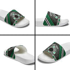 Personalised Aotearoa Niho Taniwha Motif Slide Sandals Green Style - Aussie Hoodie