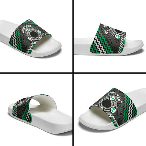 Personalised Aotearoa Niho Taniwha Motif Slide Sandals Green Style - Aussie Hoodie