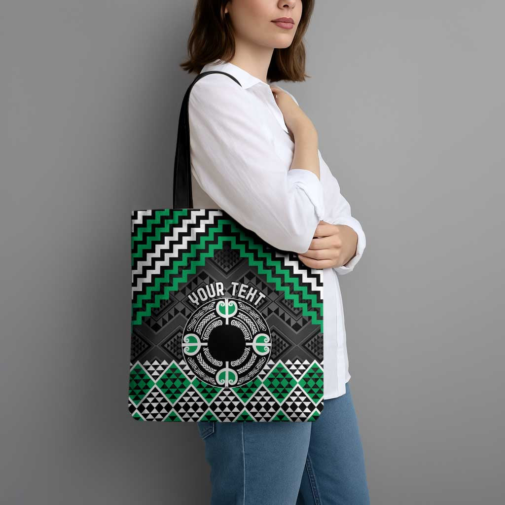 Personalised Aotearoa Niho Taniwha Motif Tote Bag Green Style - Aussie Hoodie