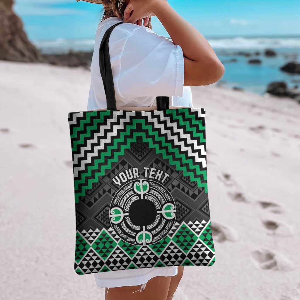 Personalised Aotearoa Niho Taniwha Motif Tote Bag Green Style - Aussie Hoodie