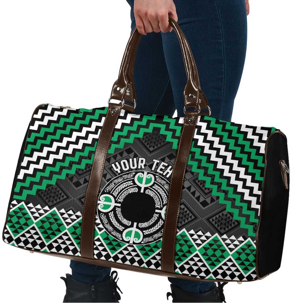 Personalised Aotearoa Niho Taniwha Motif Travel Bag Green Style - Aussie Hoodie