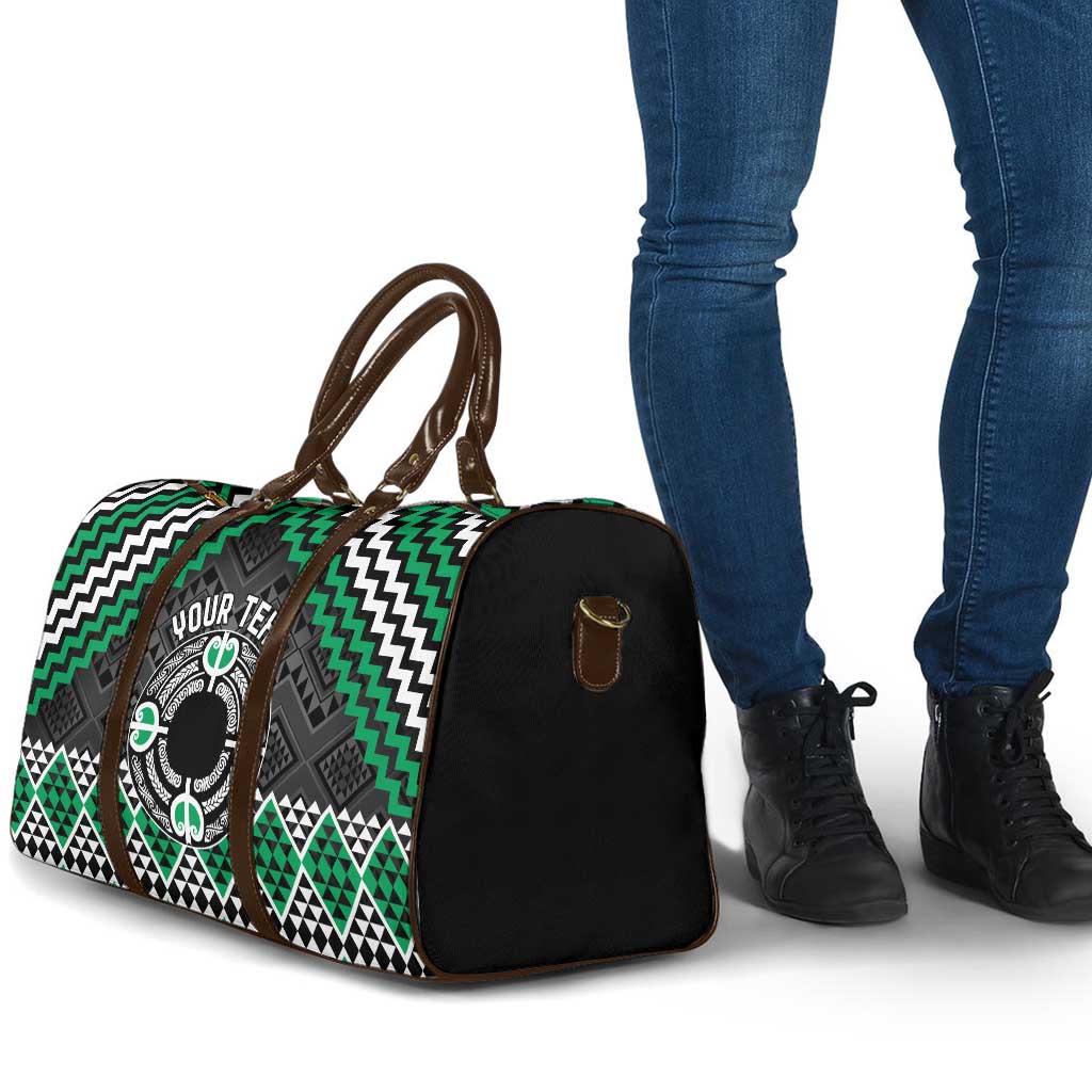 Personalised Aotearoa Niho Taniwha Motif Travel Bag Green Style - Aussie Hoodie