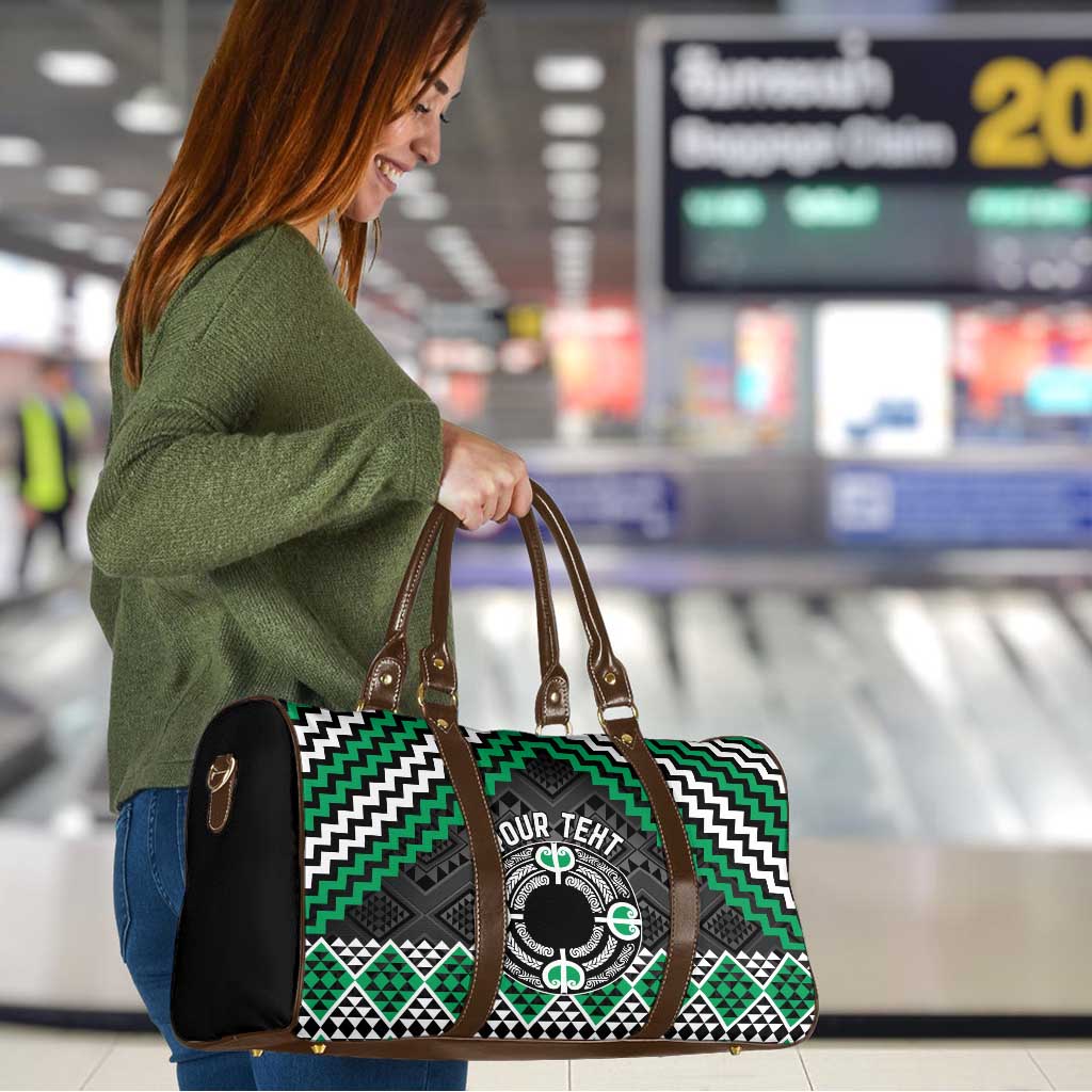 Personalised Aotearoa Niho Taniwha Motif Travel Bag Green Style - Aussie Hoodie