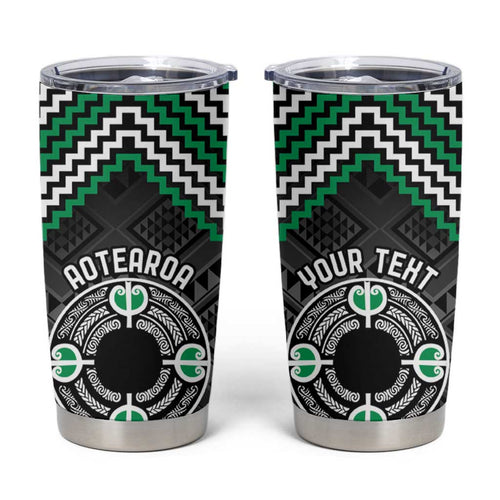 Personalised Aotearoa Niho Taniwha Motif Tumbler Cup Green Style