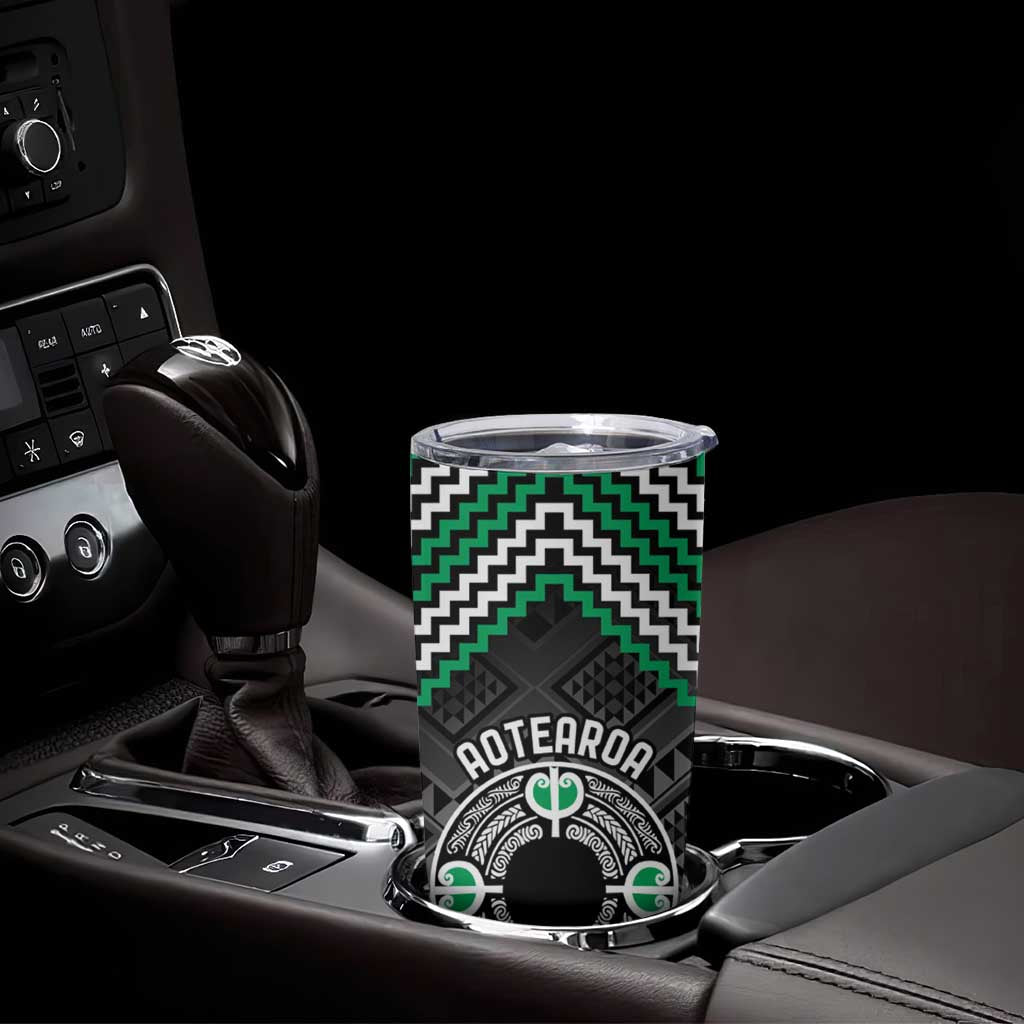 Personalised Aotearoa Niho Taniwha Motif Tumbler Cup Green Style