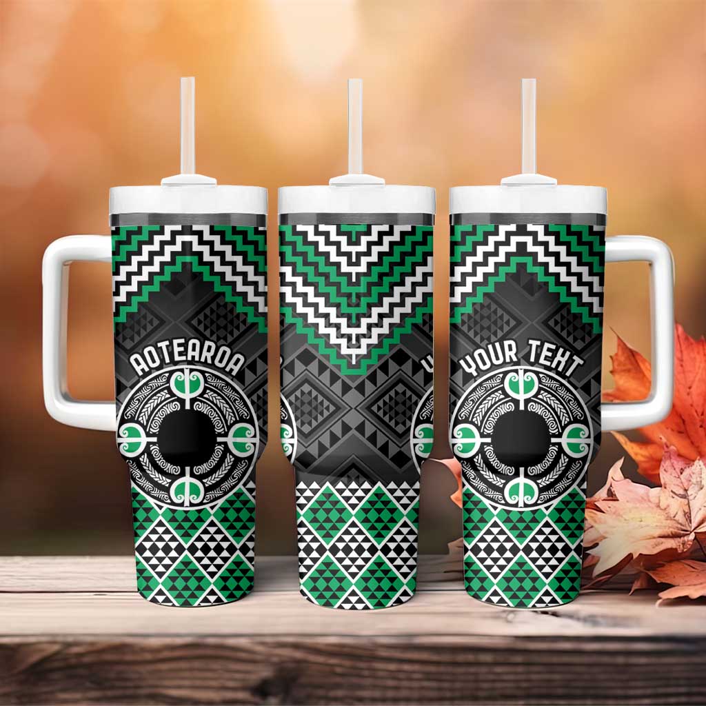 Personalised Aotearoa Niho Taniwha Motif Tumbler With Handle Green Style