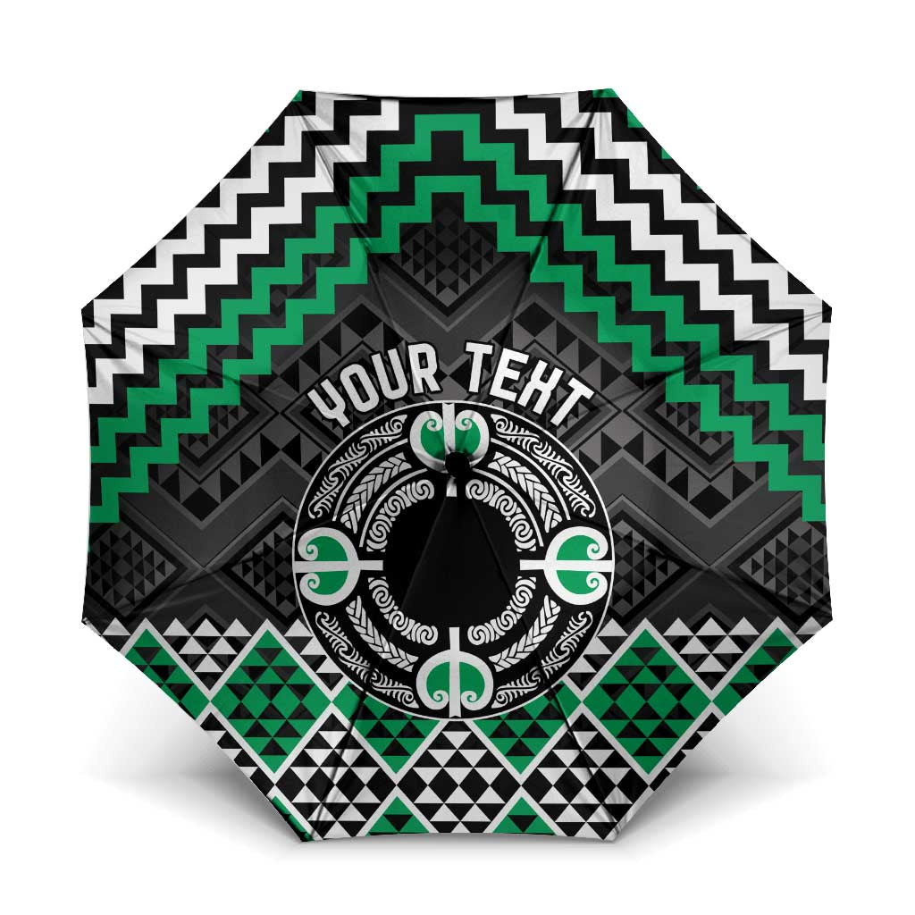 Personalised Aotearoa Niho Taniwha Motif Umbrella Green Style - Aussie Hoodie