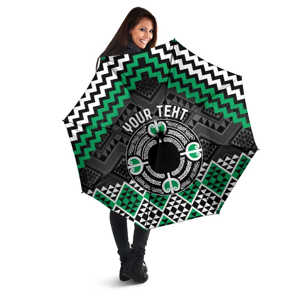 Personalised Aotearoa Niho Taniwha Motif Umbrella Green Style - Aussie Hoodie