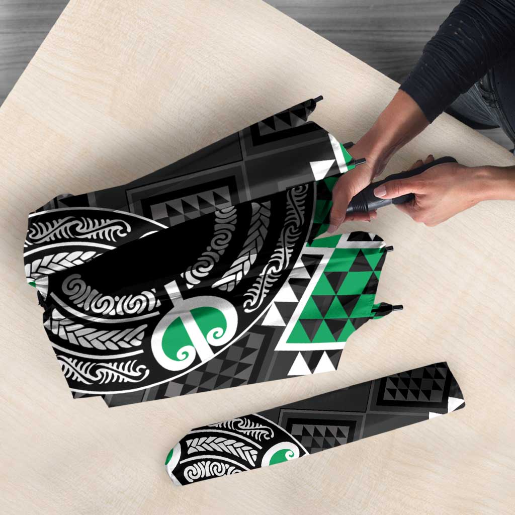 Personalised Aotearoa Niho Taniwha Motif Umbrella Green Style - Aussie Hoodie