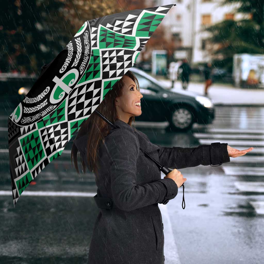 Personalised Aotearoa Niho Taniwha Motif Umbrella Green Style - Aussie Hoodie